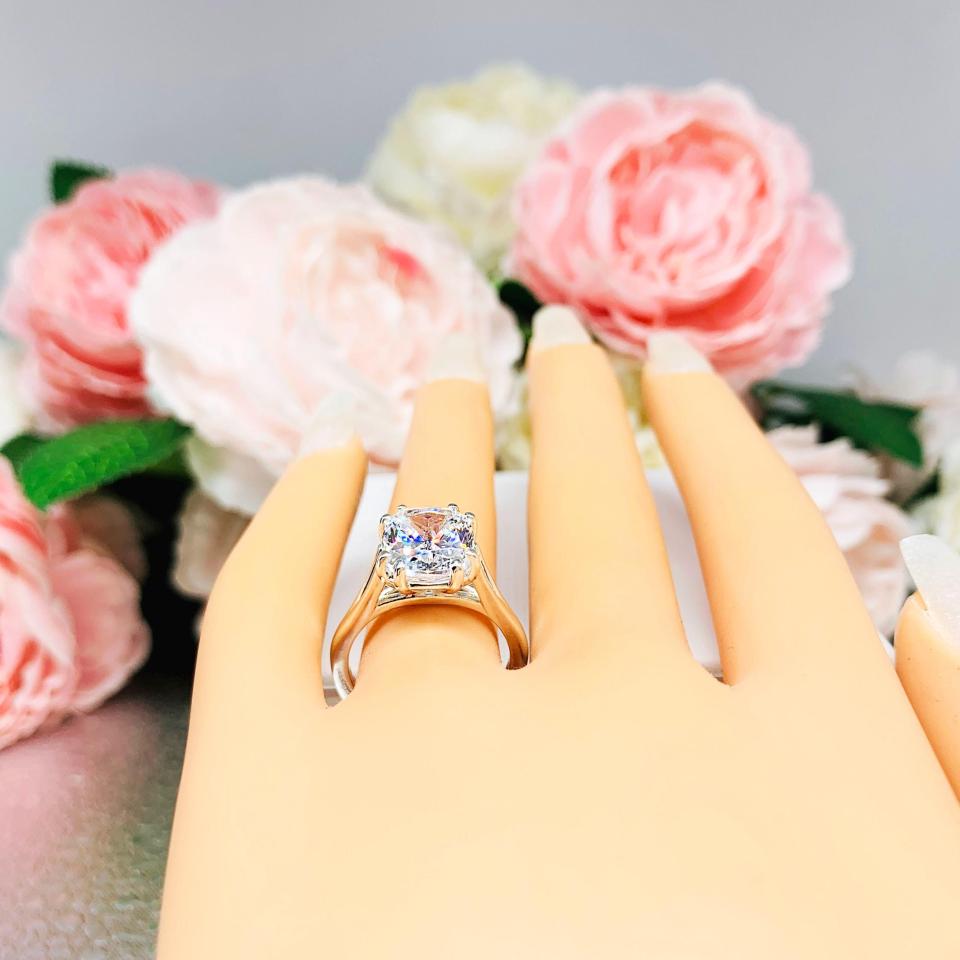 Cushion Cubic Zirconia Engagement Ring – 11x9mm, Sterling Silver