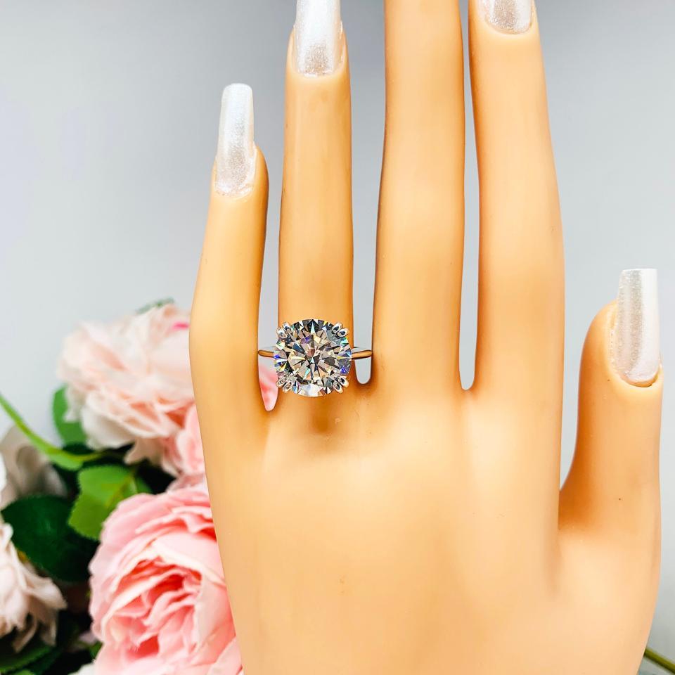 Round Cubic Zirconia Engagement Ring Size 6 – 12mm or 13mm, Near Colorless, Sterling Silver