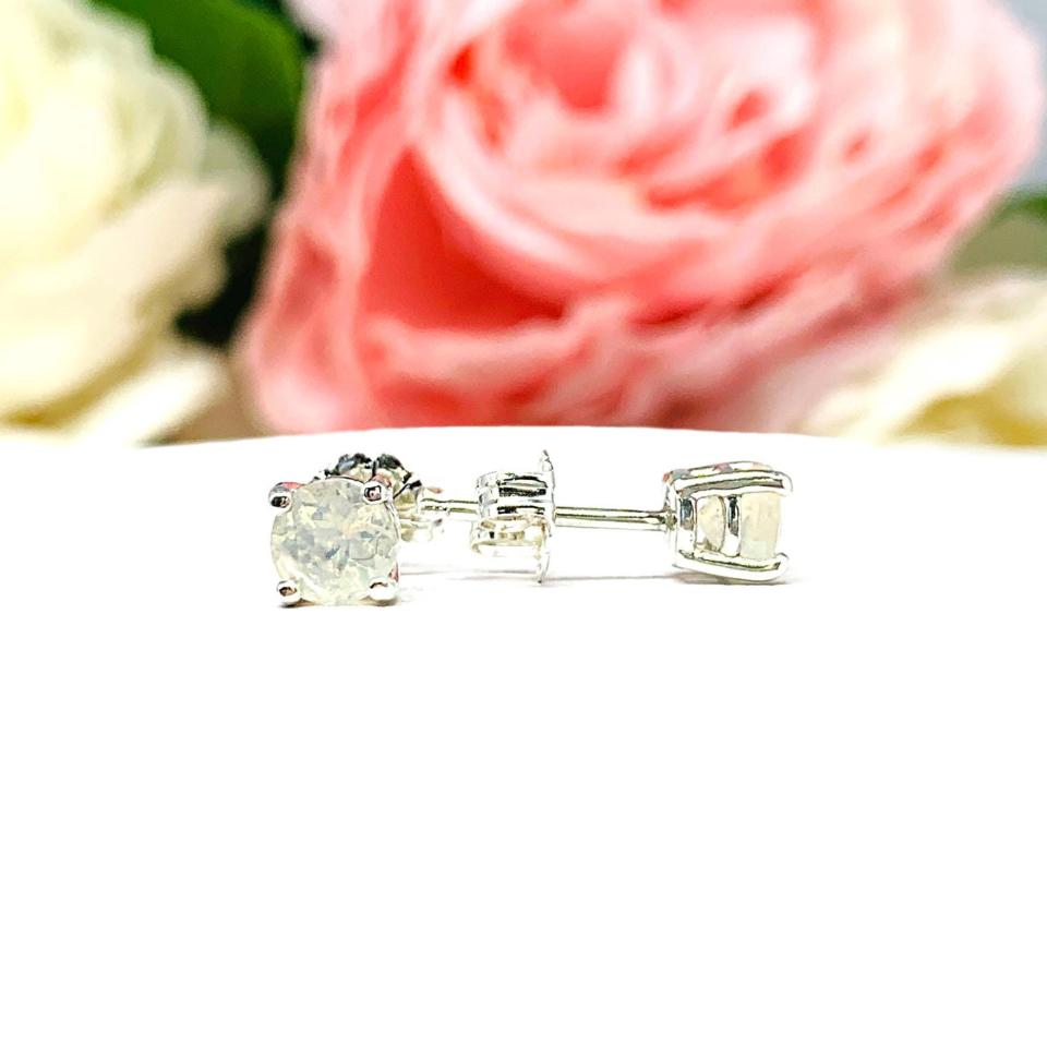 Round-Cut Precious Opal Stud Earrings • 5mm, Sterling Silver