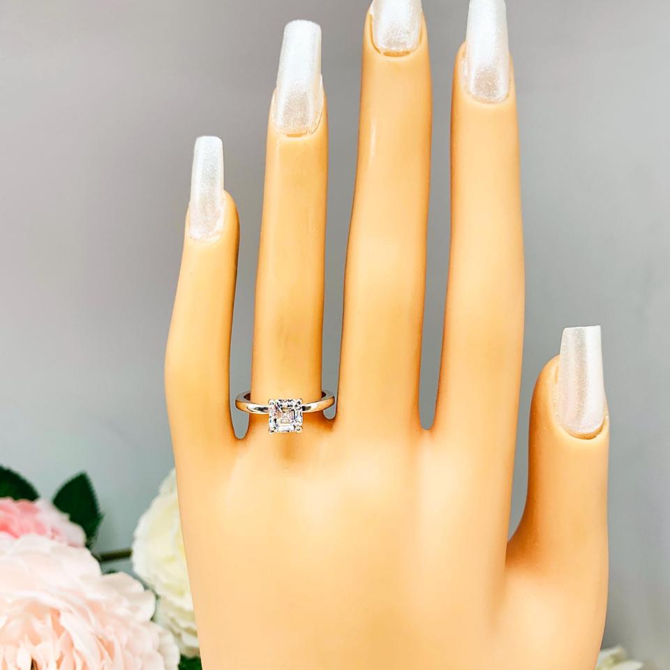 Asscher-Cut CZ Engagement Ring • 5mm—8mm, High Profile, Sterling Silver
