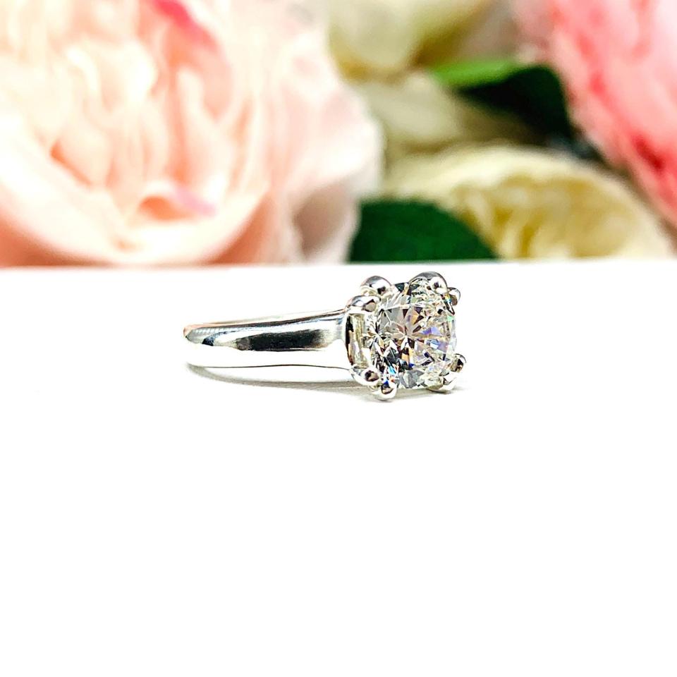 Cushion Cut CZ Engagement Ring – 7mm, 8mm, Sterling Silver, Double Prong