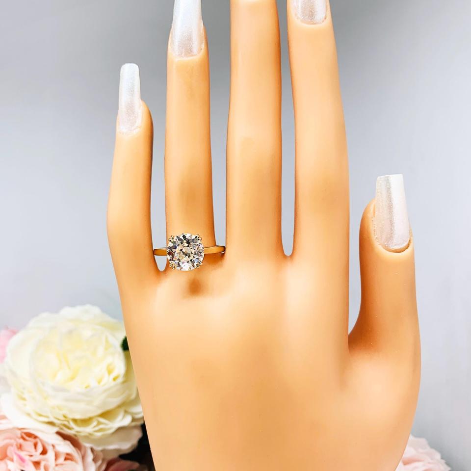 Old European Cut CZ Engagement Ring Size 8.25 – 10mm, 10k Yellow Gold