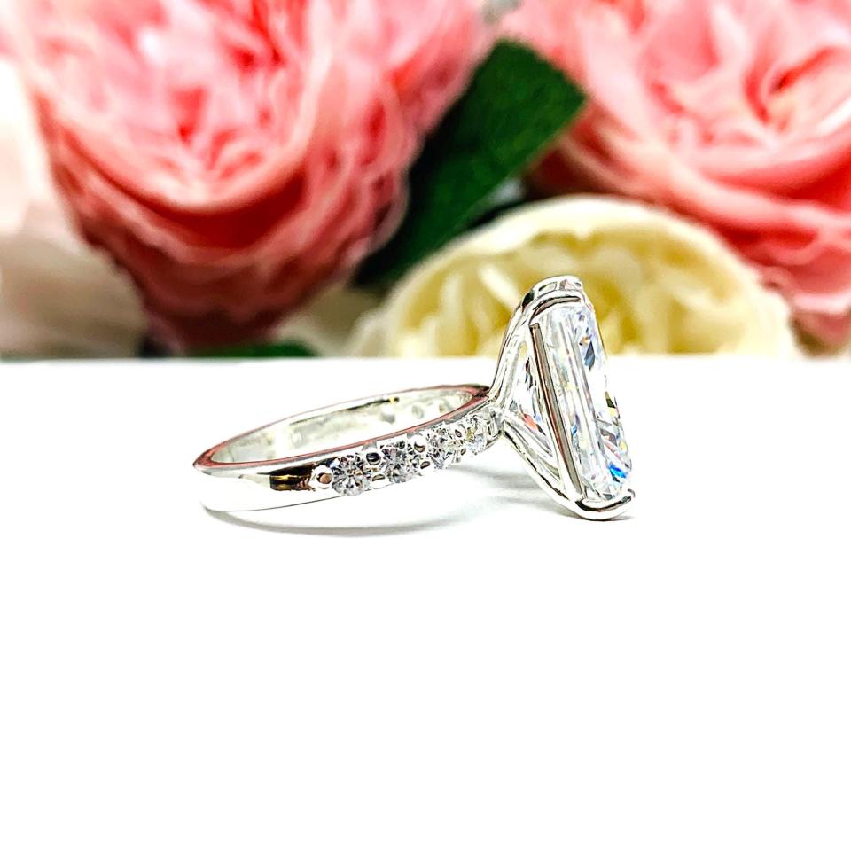 Radiant-Cut CZ Engagement Ring or Bridal Set • 8x6mm—14x10mm, Sterling Silver