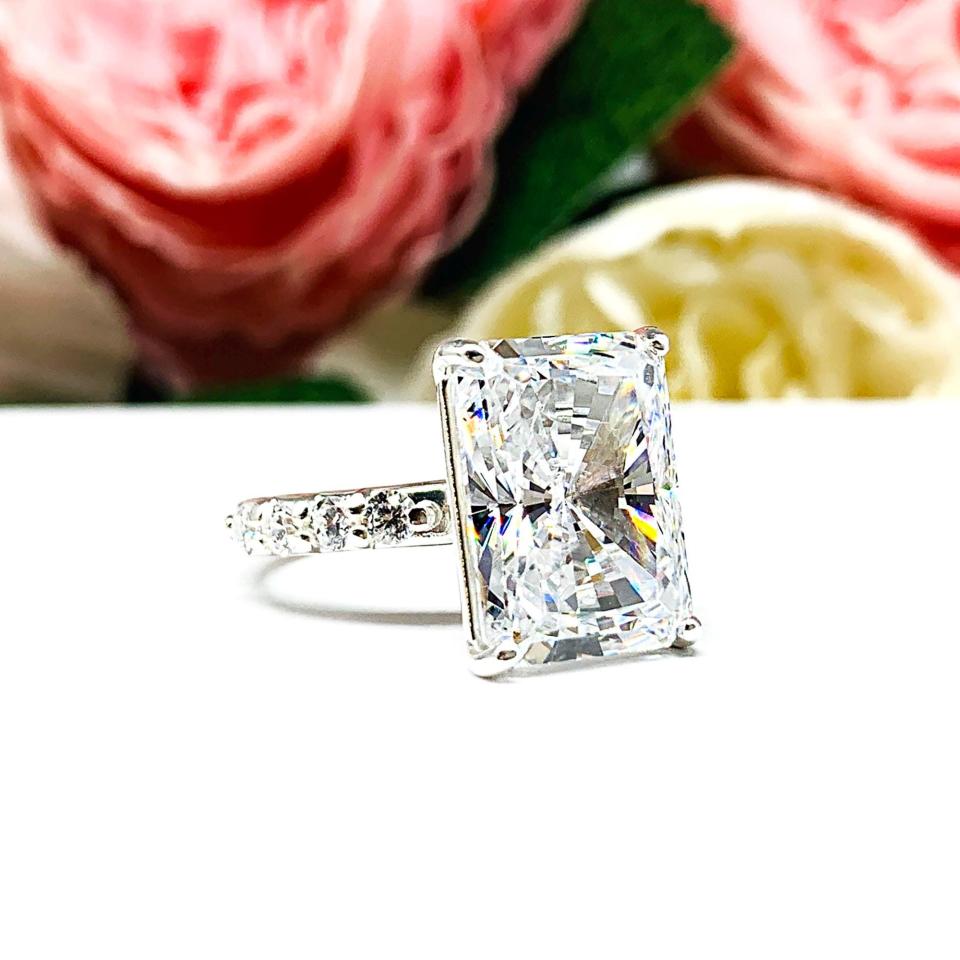 Radiant-Cut CZ Engagement Ring or Bridal Set • 8x6mm—14x10mm, Sterling Silver