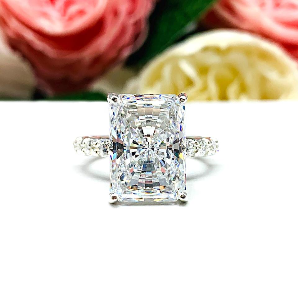 Radiant-Cut CZ Engagement Ring or Bridal Set • 8x6mm—14x10mm, Sterling Silver