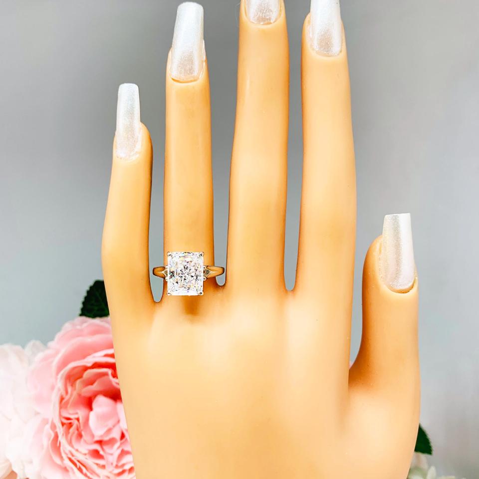Radiant-Cut CZ Engagement Ring • 9x7mm—14x10mm, Sterling Silver, High Profile