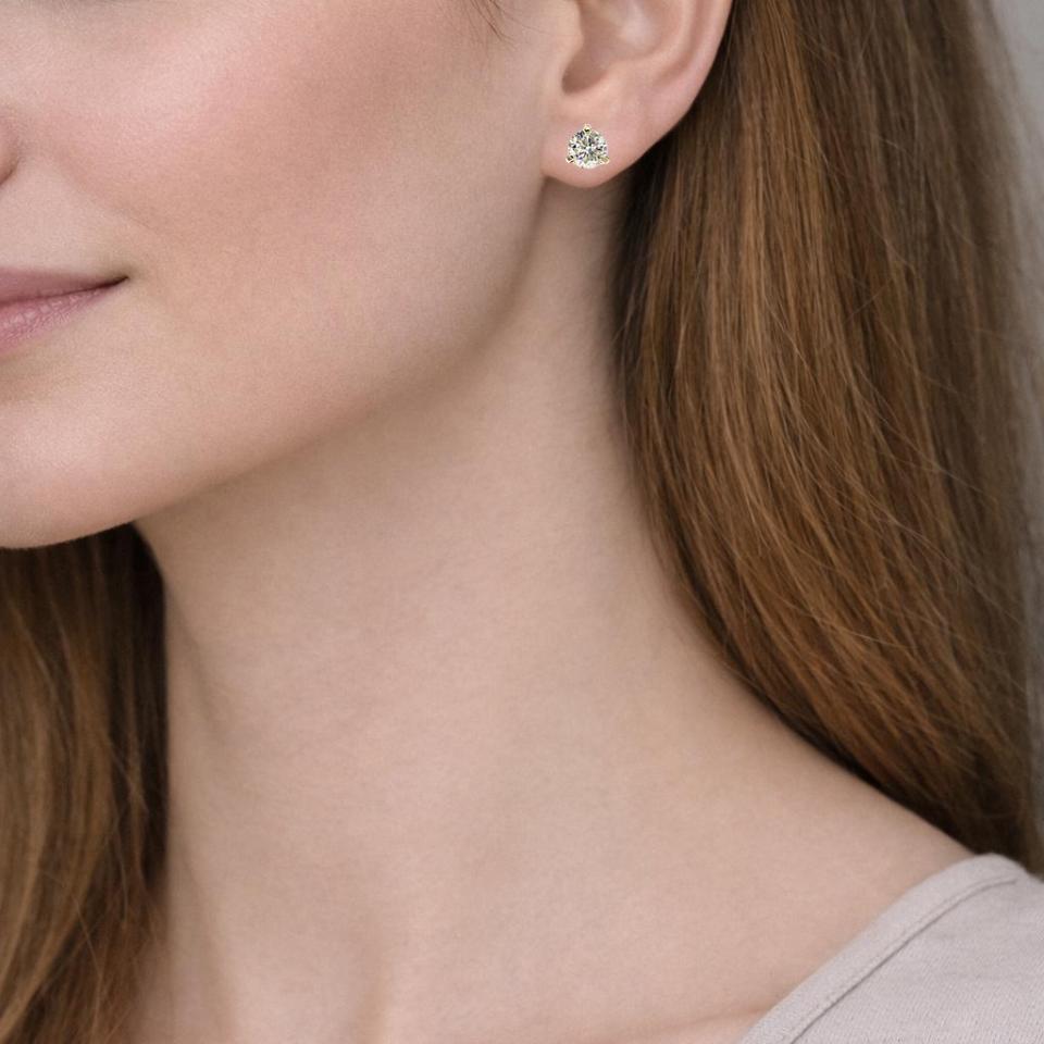 Round-Cut Moissanite Martini Stud Earrings • 6mm—7mm, 14k Rose Gold