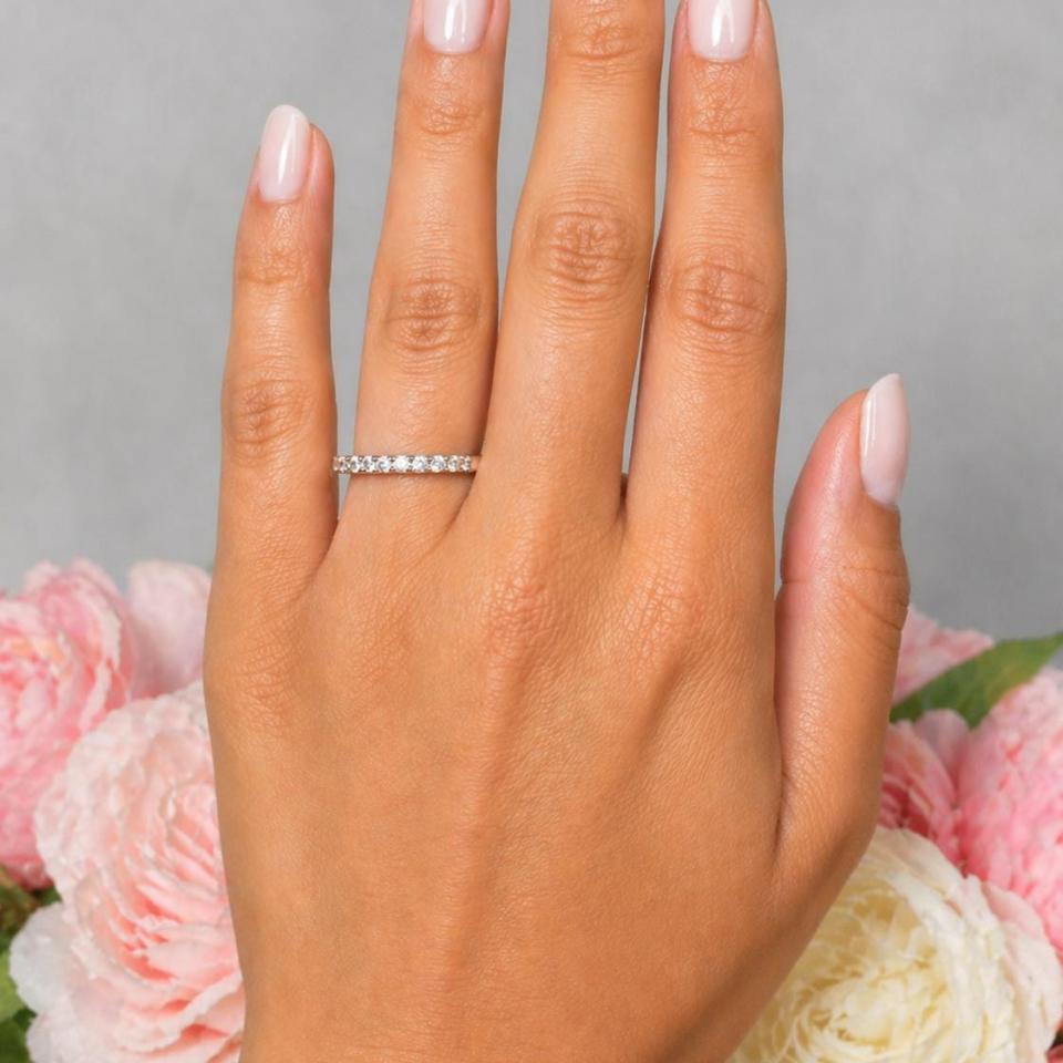 Round-Cut Moissanite Wedding Band • 2.5mm, 10-Stone, Sterling Silver