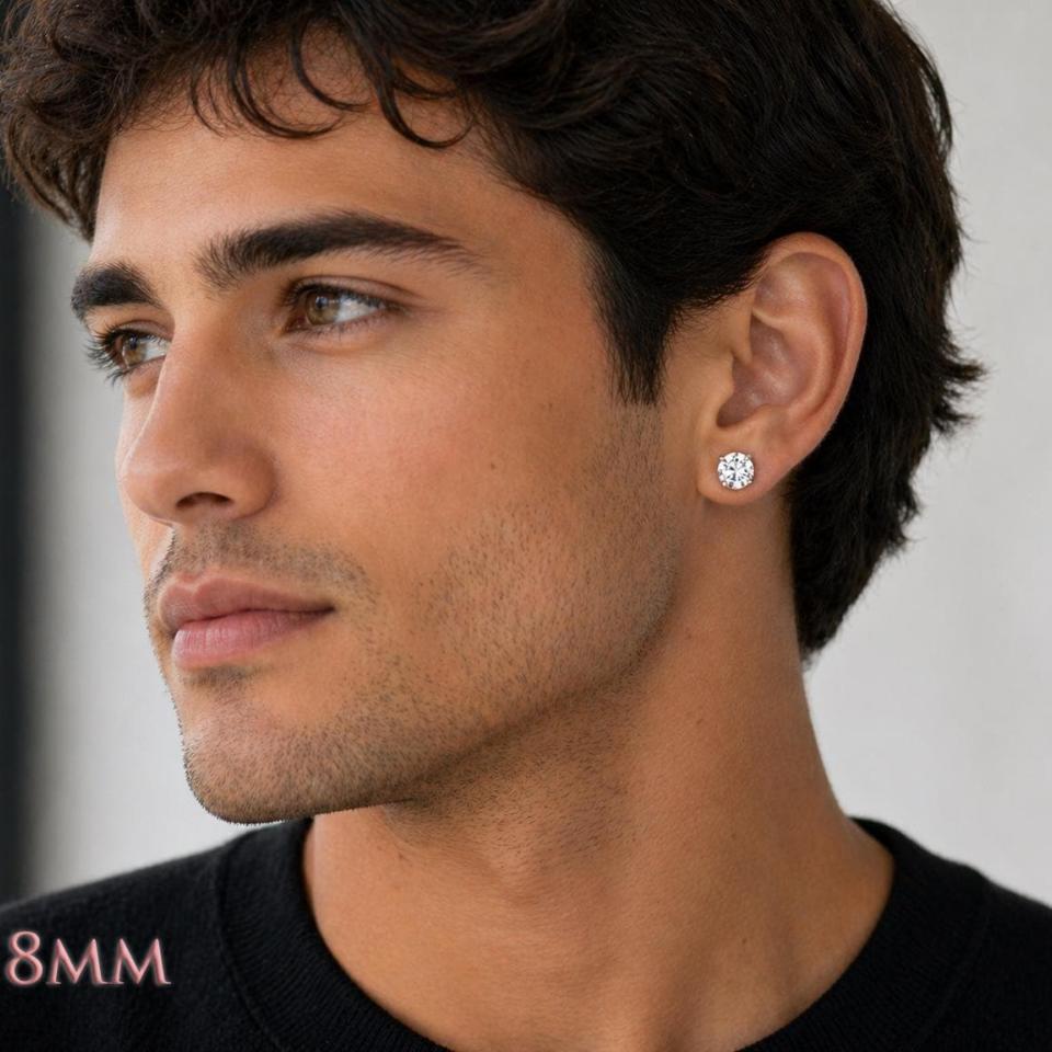 Round-Cut CZ Stud Earrings • 5mm—8mm, Sterling Silver