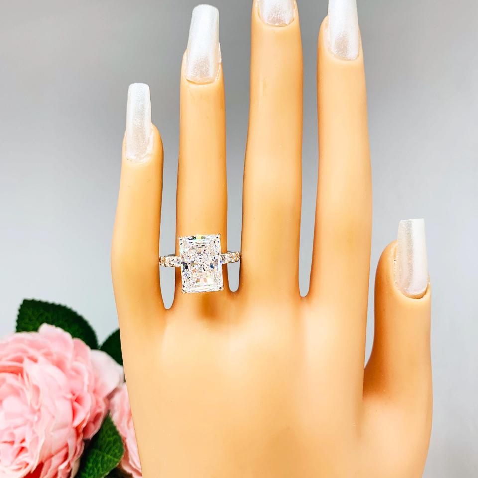 Radiant-Cut CZ Engagement Ring or Bridal Set • 8x6mm—14x10mm, Sterling Silver