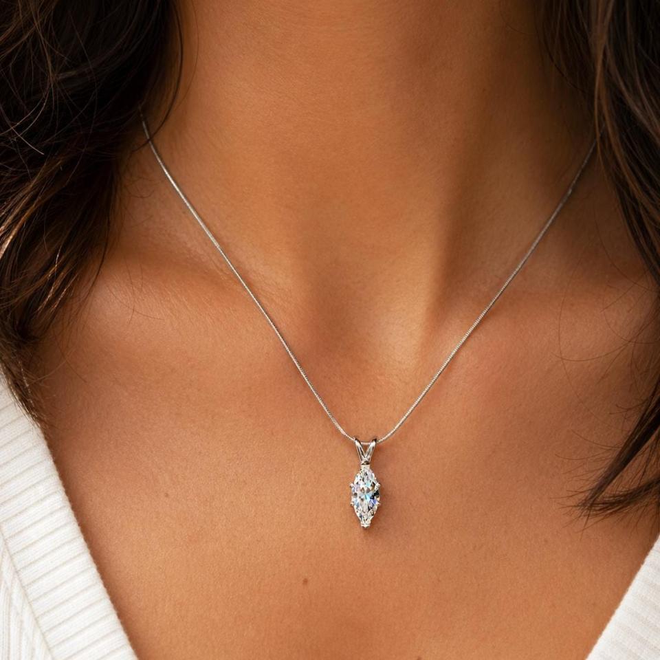 Marquise-Cut CZ Pendant or Necklace • 10x5mm, 12x6mm, Sterling Silver