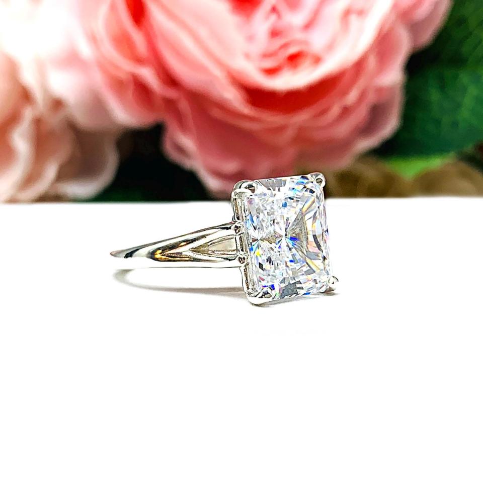 Radiant-Cut CZ Engagement Ring • 9x7mm—14x10mm, Sterling Silver, High Profile