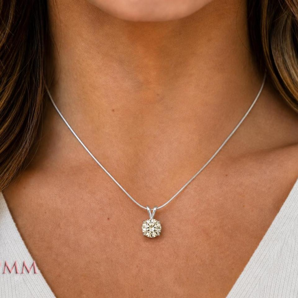 Round-Cut CZ Pendant Necklace • 5mm—13mm, Near Colorless, Sterling Silver