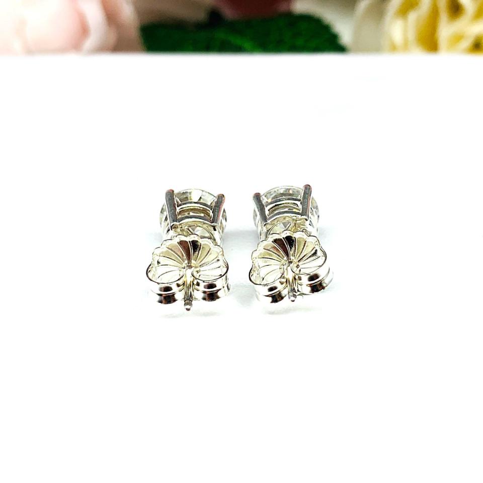 Old European Cut CZ Stud Earrings • 6.5mm—7.5mm, Near Colorless, Sterling Silver, 10k Gold