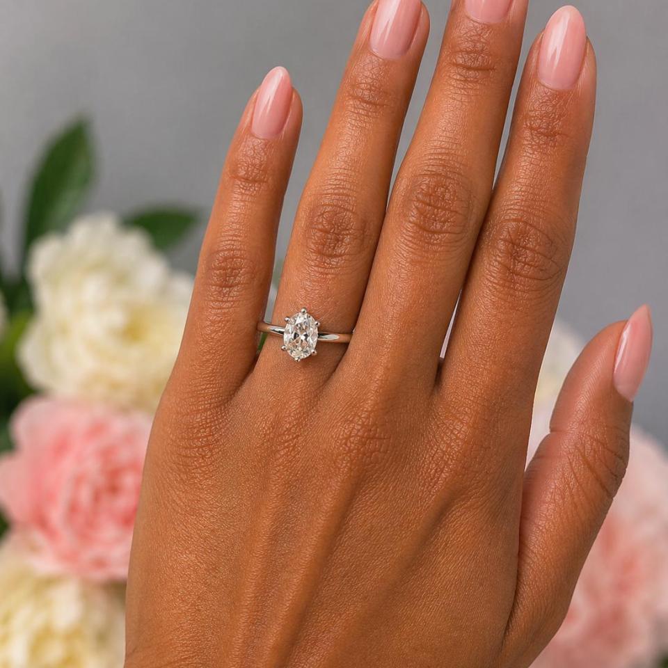 Oval-Cut White Topaz Solitaire Ring • 8x6mm—10x8mm, Sterling Silver