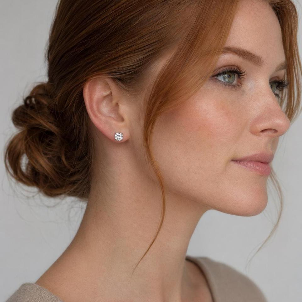 Round-Cut CZ Stud Earrings • 5mm—8mm, Sterling Silver