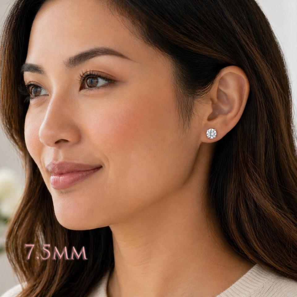 Round-Cut CZ Stud Earrings • 5mm—8mm, Sterling Silver