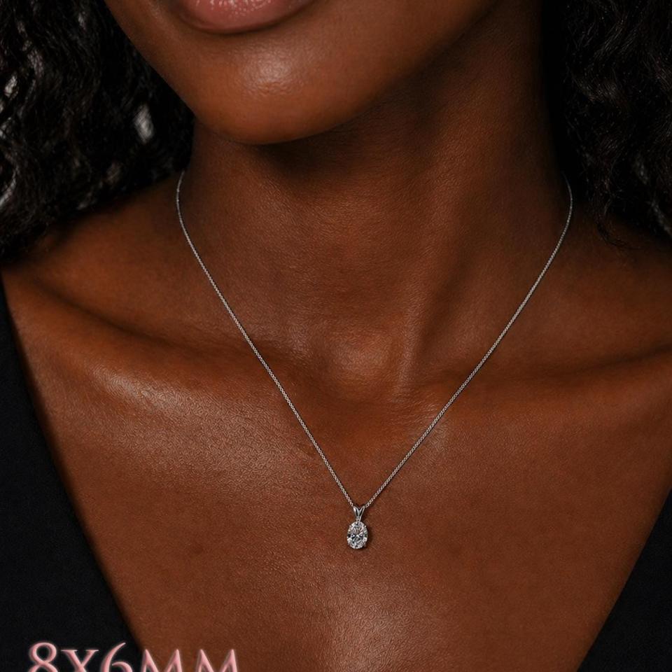 Oval-Cut CZ Pendant or Necklace • 8x6mm—14x10mm, Sterling Silver