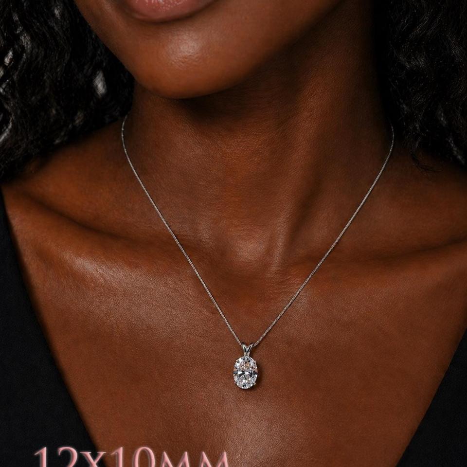 Oval-Cut CZ Pendant or Necklace • 8x6mm—14x10mm, Sterling Silver