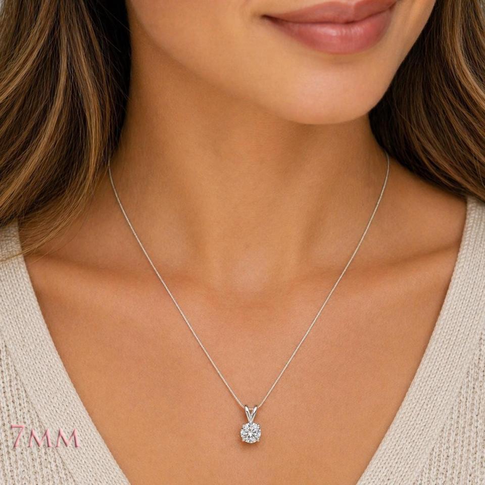 Round-Cut CZ Pendant or Necklace • 5mm—13mm, Sterling Silver