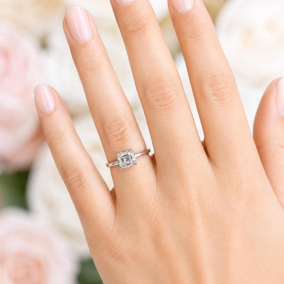 Asscher-Cut CZ Engagement Ring • 5mm—8mm, High Profile, Sterling Silver