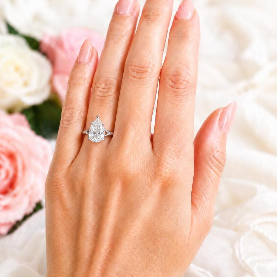 Pear-Cut CZ Engagement Ring • 9x6mm—13x9mm, Sterling Silver