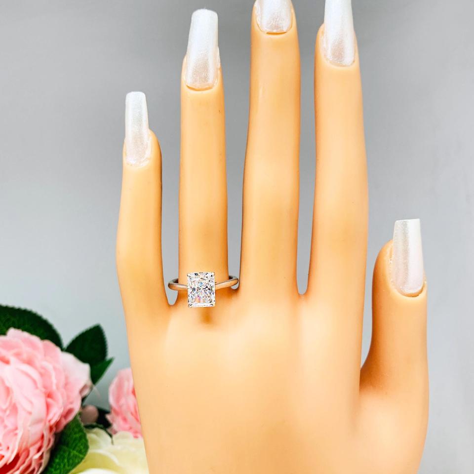 Radiant-Cut CZ Engagement Ring • 7x5mm—10x8mm, Sterling Silver