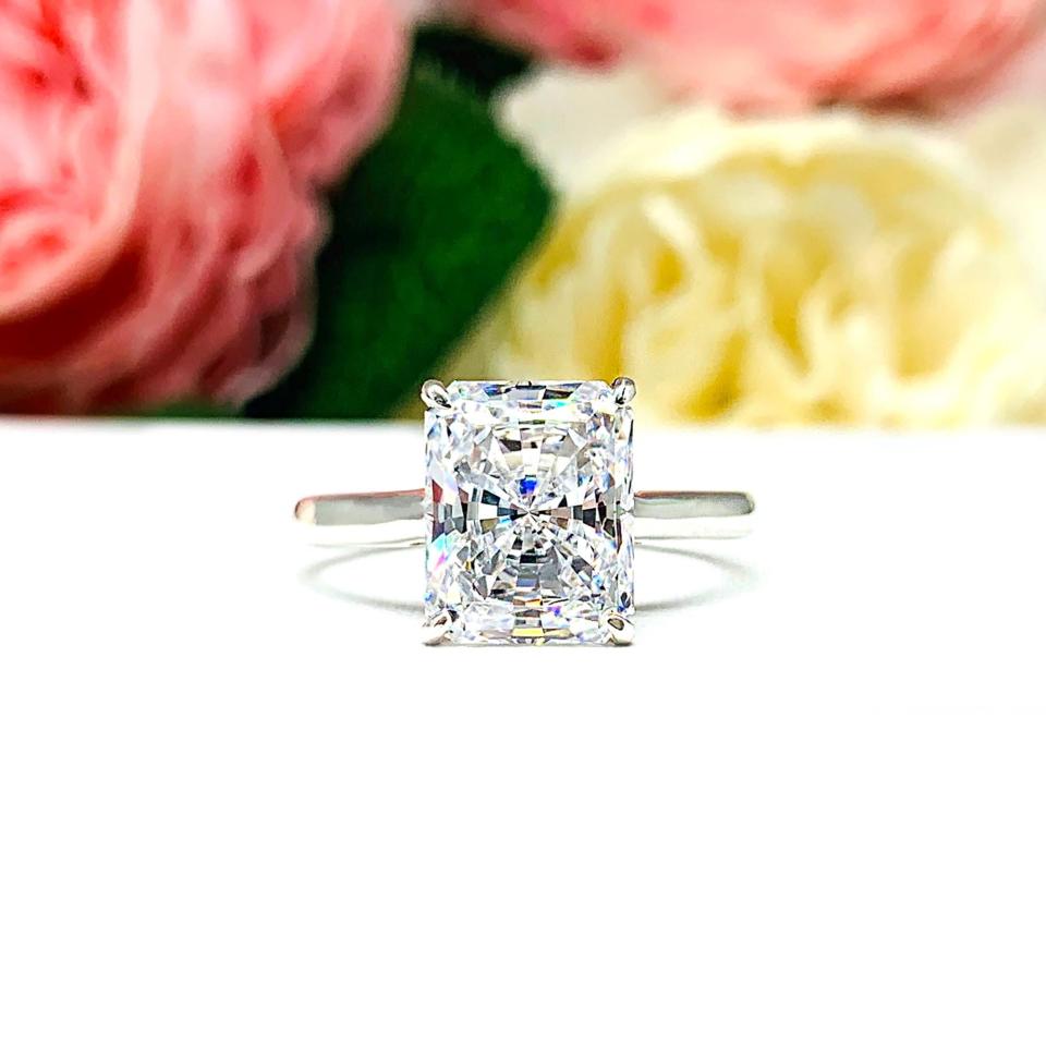 Radiant-Cut CZ Engagement Ring • 7x5mm—10x8mm, Sterling Silver