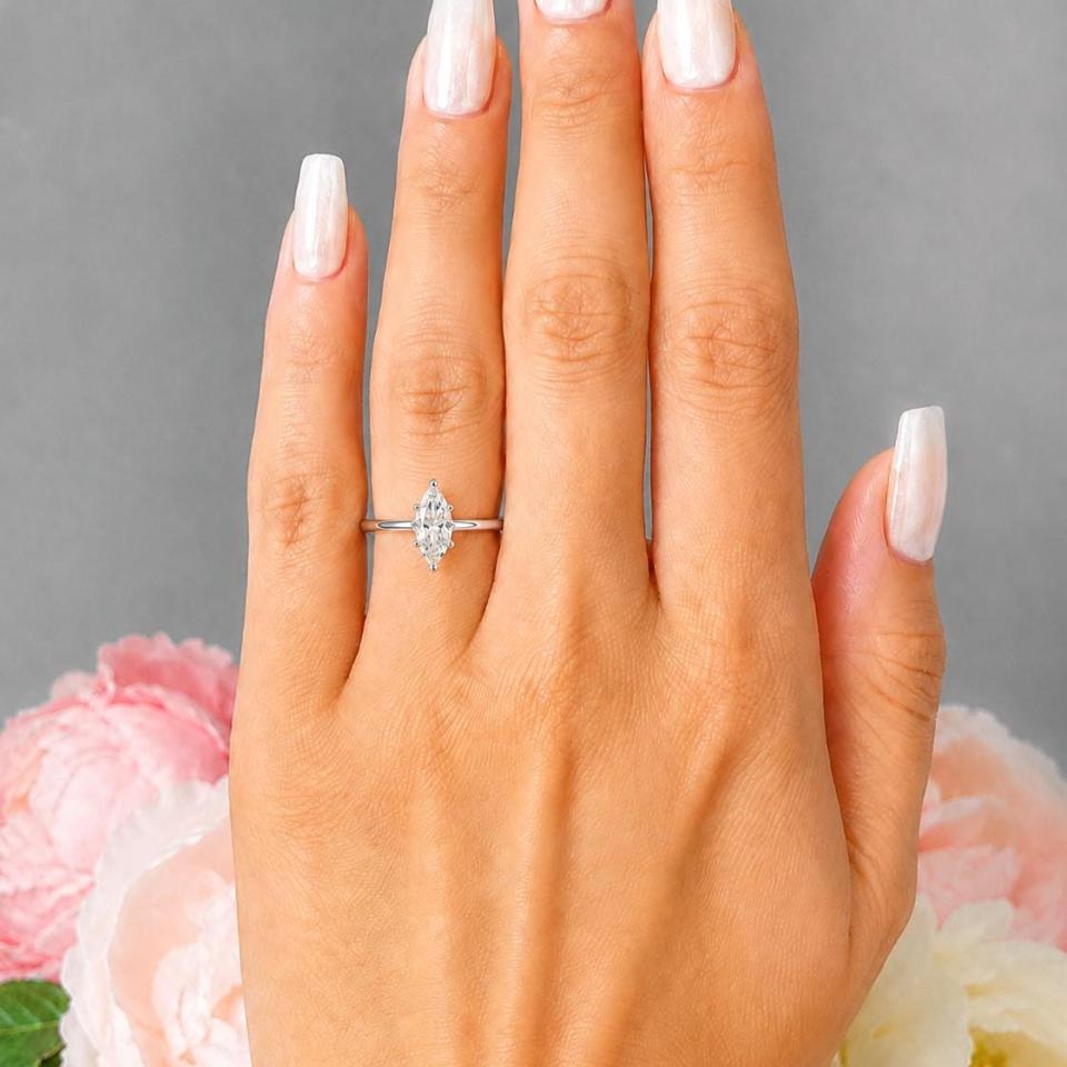 Marquise-Cut CZ Engagement Ring • 10x5mm—14x7mm, Sterling Silver