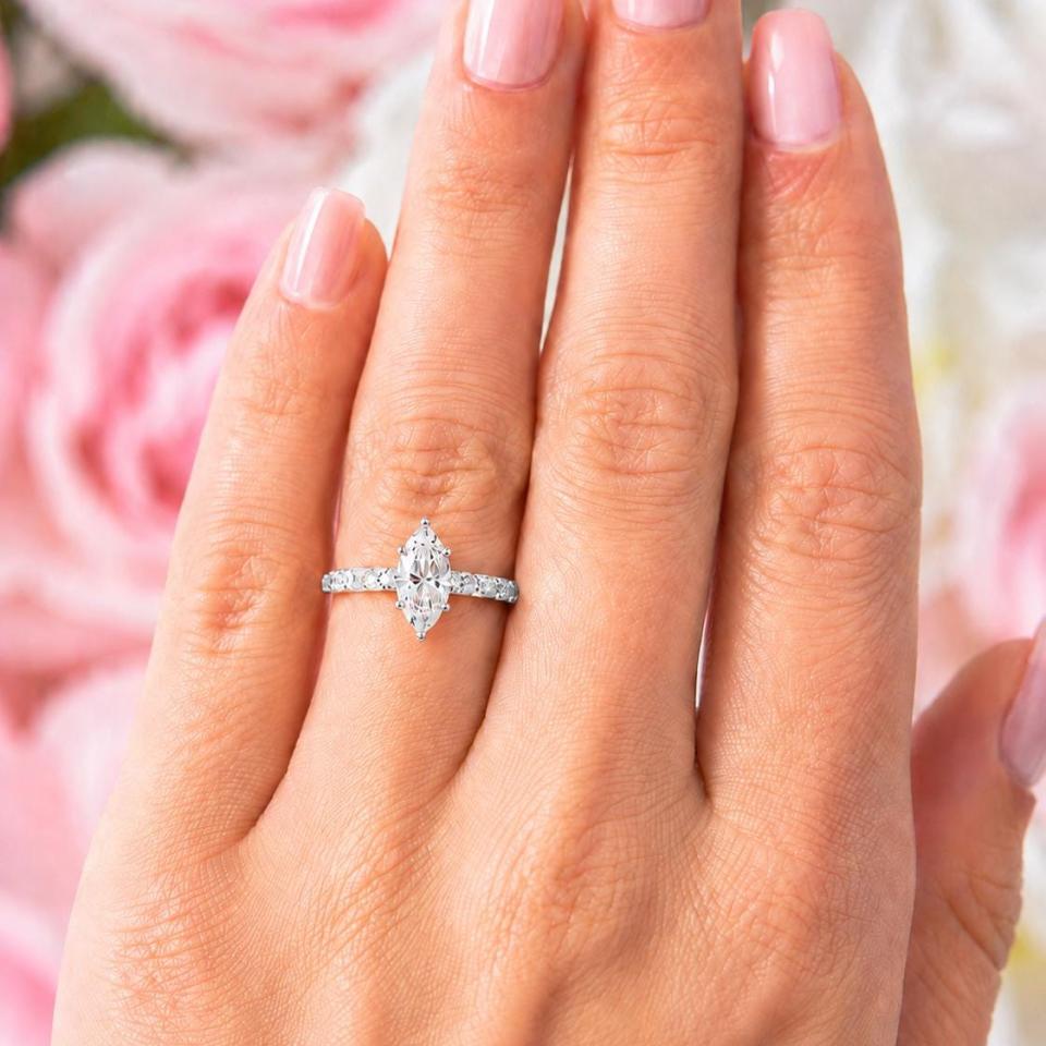 Marquise-Cut CZ Engagement Ring or Bridal Set • 10x5mm—14x7mm, Sterling Silver