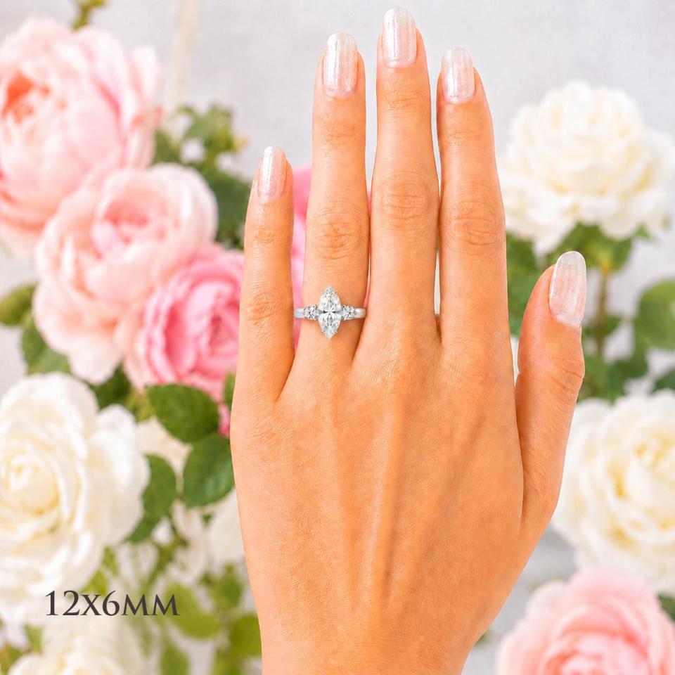Marquise-Cut CZ Engagement Ring • 10x5mm—14x7mm, Sterling Silver