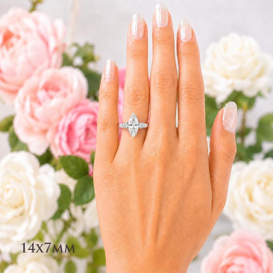 Marquise-Cut CZ Engagement Ring • 10x5mm—14x7mm, Sterling Silver