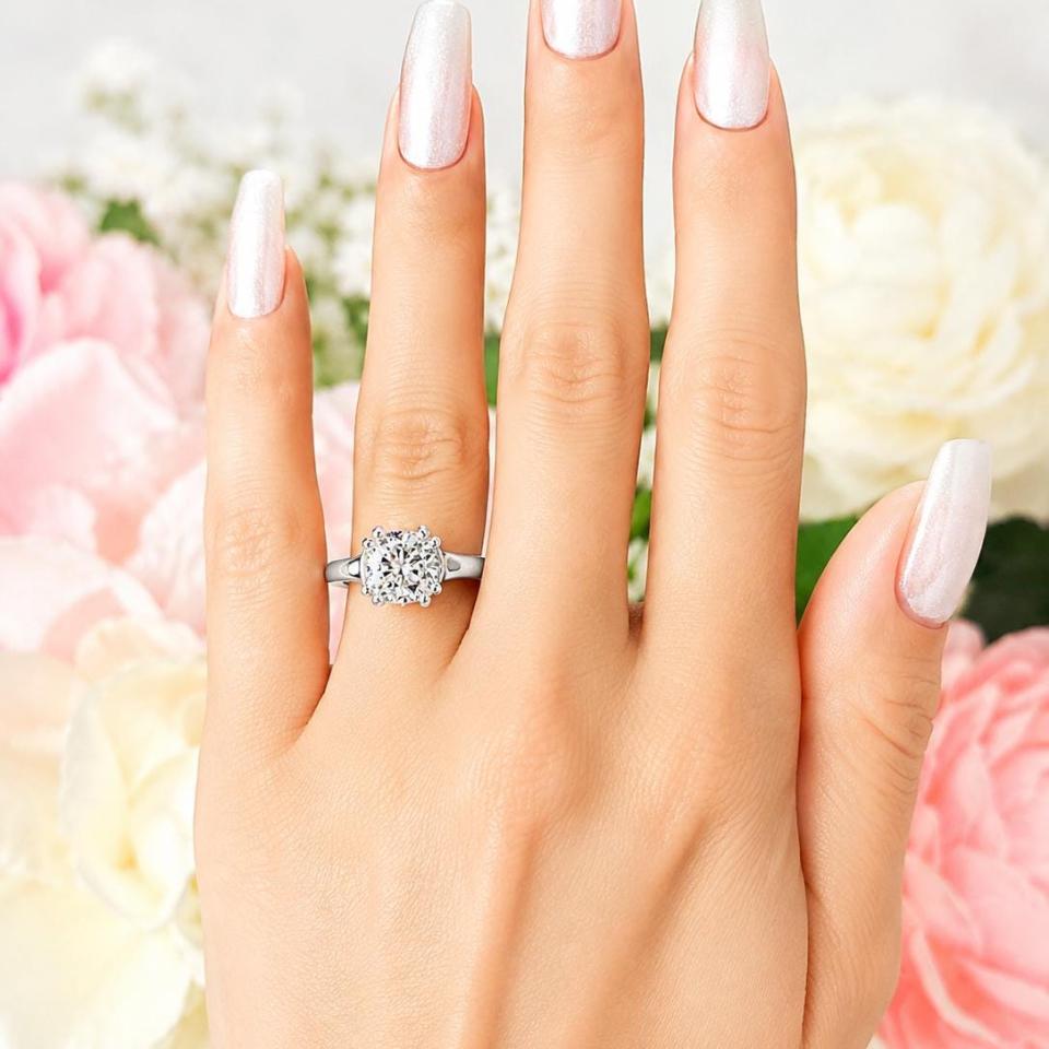 Cushion-Cut CZ Engagement Ring • 7mm, 8mm, Sterling Silver, Double Prong