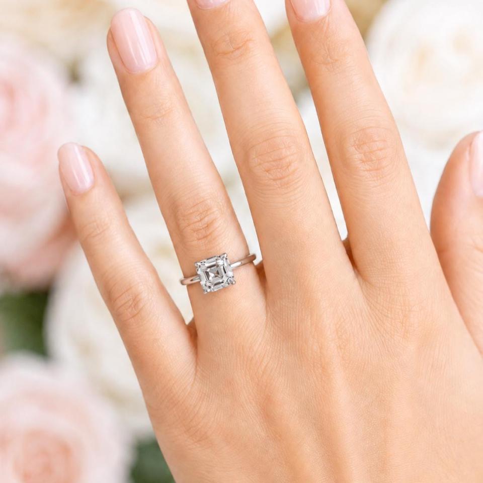 Asscher-Cut CZ Engagement Ring • 5mm—8mm, High Profile, Sterling Silver