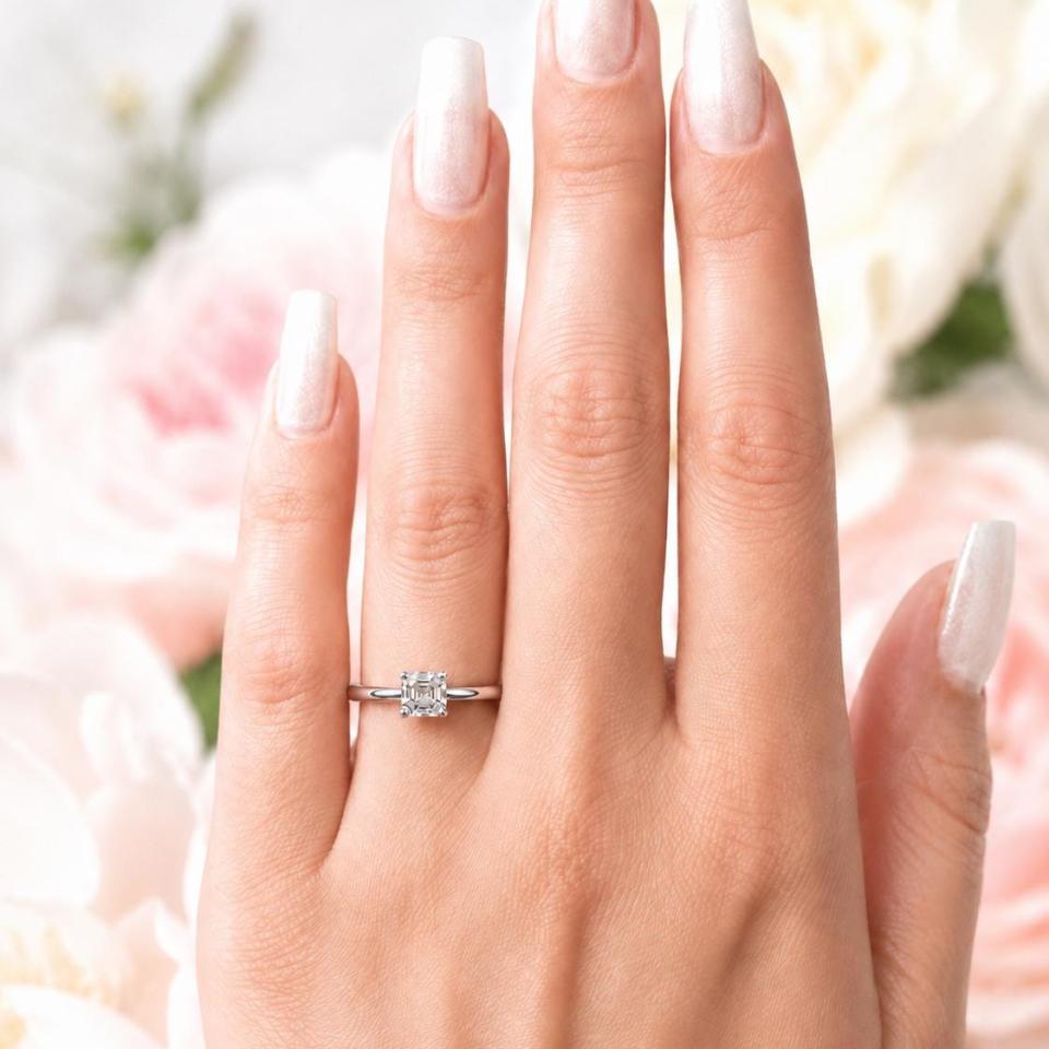 Asscher-Cut CZ Engagement Ring • 5mm—8mm, High Profile, Sterling Silver