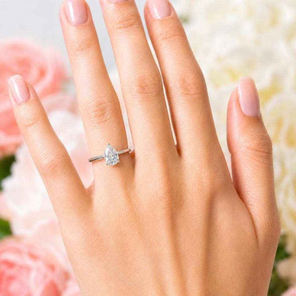 Pear-Cut CZ Engagement Ring • 8x5mm—12x8mm, Sterling Silver