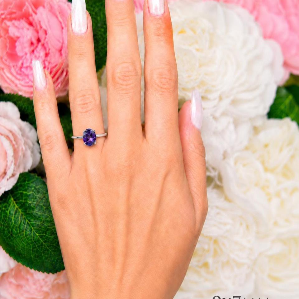 Oval-Cut African Amethyst Solitaire Ring • 7x5mm—9x7mm, Sterling Silver