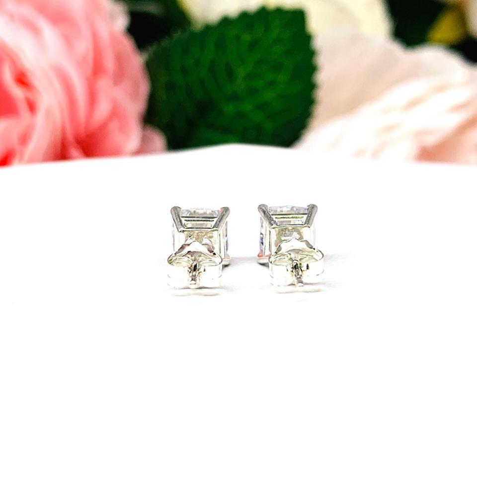 Cushion-Cut CZ Stud Earrings • 5.5mm, Sterling Silver