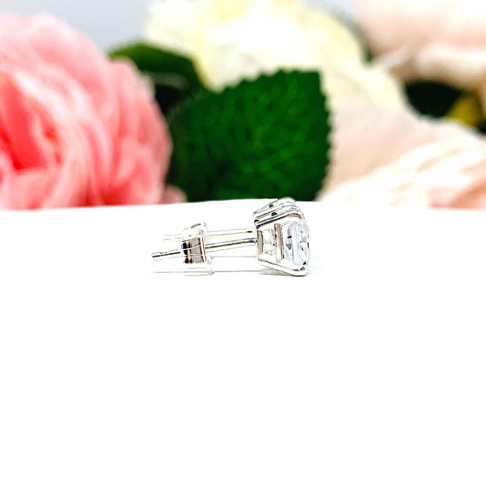 Cushion-Cut CZ Stud Earrings • 5.5mm, Sterling Silver