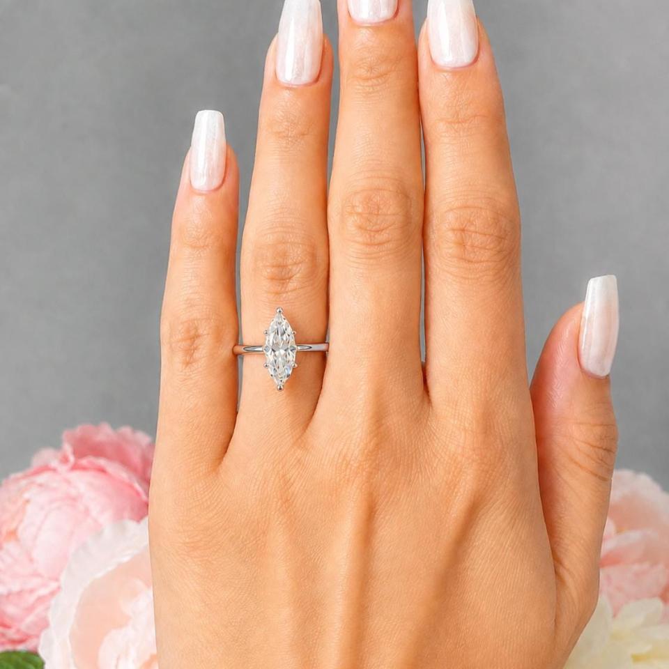 Marquise-Cut CZ Engagement Ring • 10x5mm—14x7mm, Sterling Silver