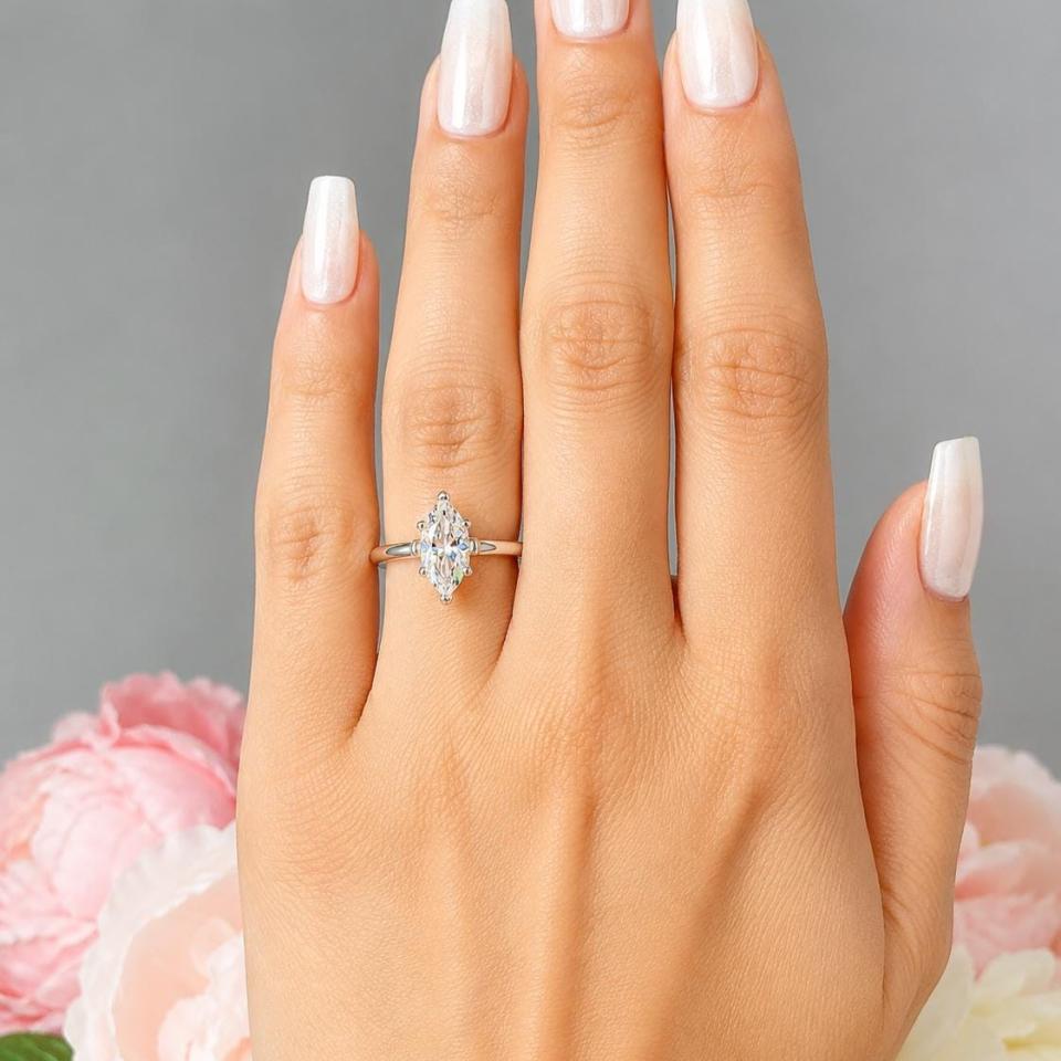 Marquise-Cut CZ Engagement Ring • 10x5mm—14x7mm, Sterling Silver
