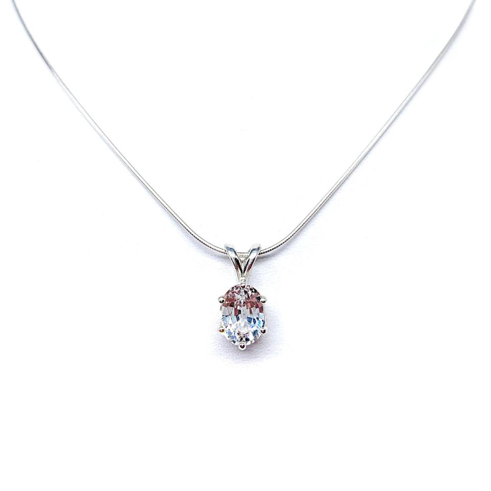 Oval-Cut Lab White Sapphire Pendant  • 9x7mm, Sterling silver