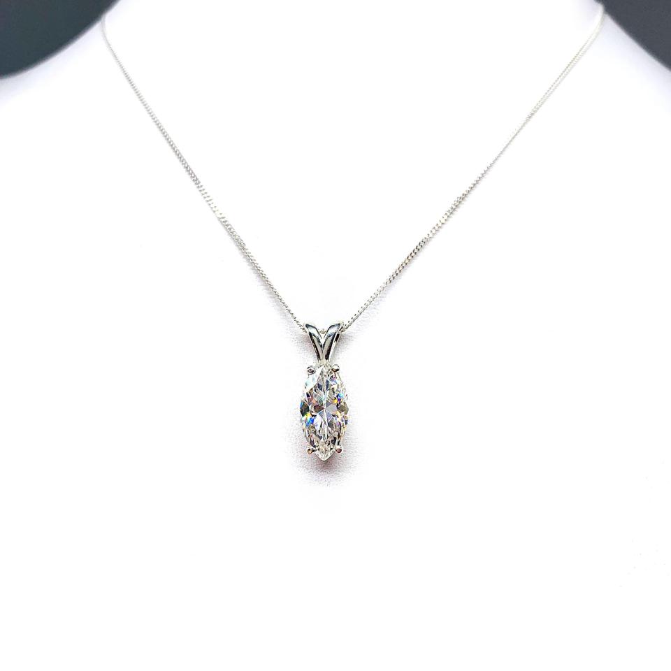 Marquise-Cut CZ Pendant or Necklace • 14x7mm, Sterling Silver