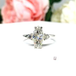 Marquise CZ Engagement Ring Near Colorless CZ Round Accents Sterling Silver