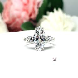 Marquise 14x7mm Cubic Zirconia Round Accents Engagement Ring SIZE 7 FINAL SALE