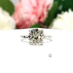 Old European Cut 9mm Near Colorless CZ Engagement Ring