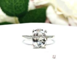 Natural White Topaz Oval Engagement Ring Size 7.5 CLEARANCE