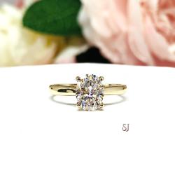 Oval 8x6mm Moissanite Low Profile 10k Yellow Gold Engagement Ring Size 6.5 FINAL SALE
