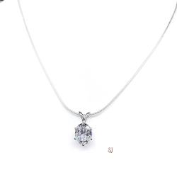 Oval Cubic Zirconia 6 Prong Pendant With Optional Chain