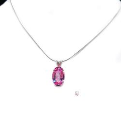Lab Pink Sapphire 12x8mm Oval Pendant With Optional Chain